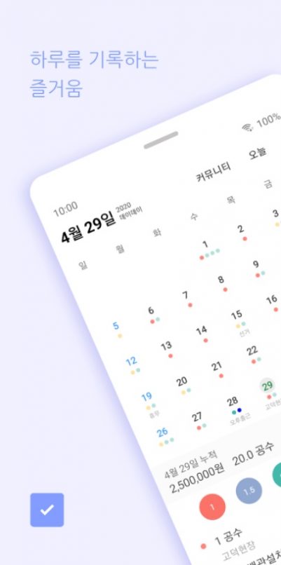 Visualização do calendário do dia do dia